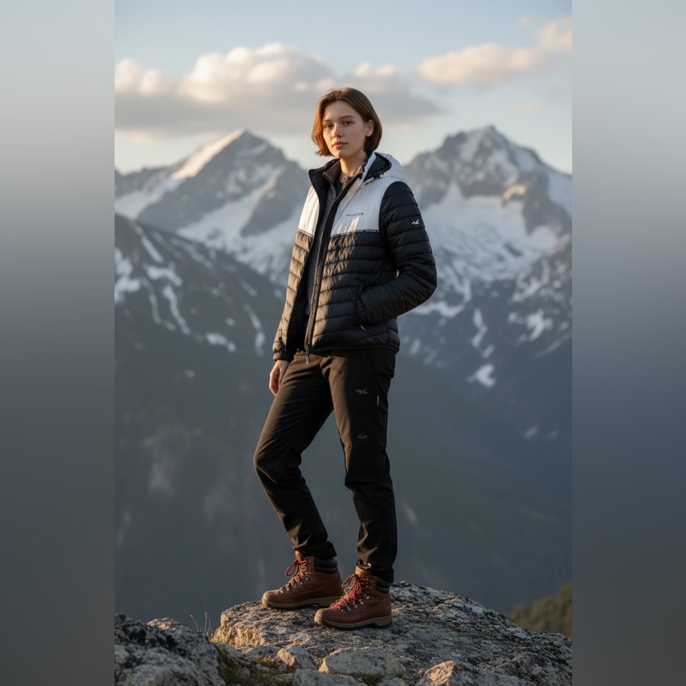 Hollister Black and White Puffer Ski Jacket